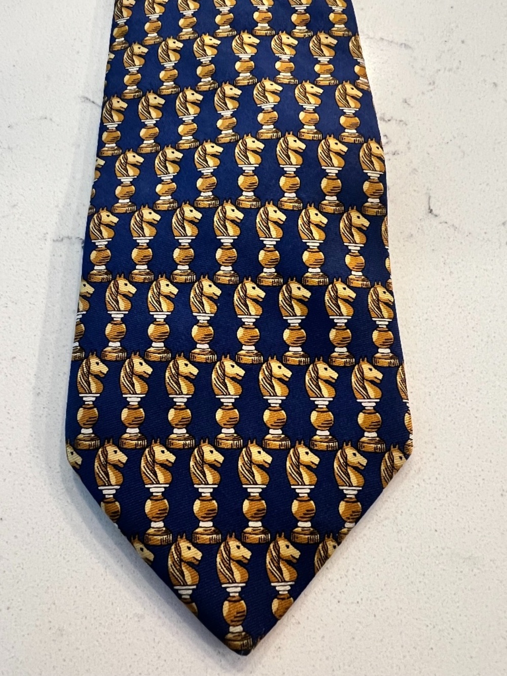Jos A. Bank Executive Collection Blue Silk Knight Chess Piece Tie